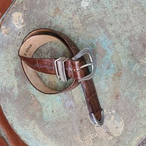 Vintage Western Brighton Leather Belt Silver Hardware